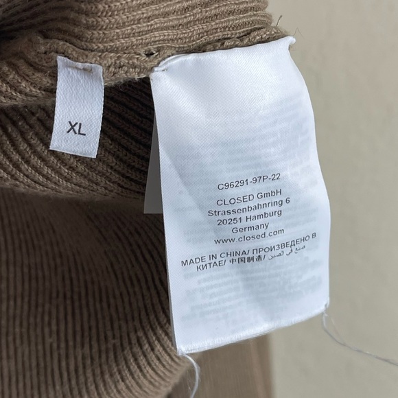 CLOSED Cashmere Cropped Ribbed Cardigan Sweater Tan Size XL - Picture 7 of 10